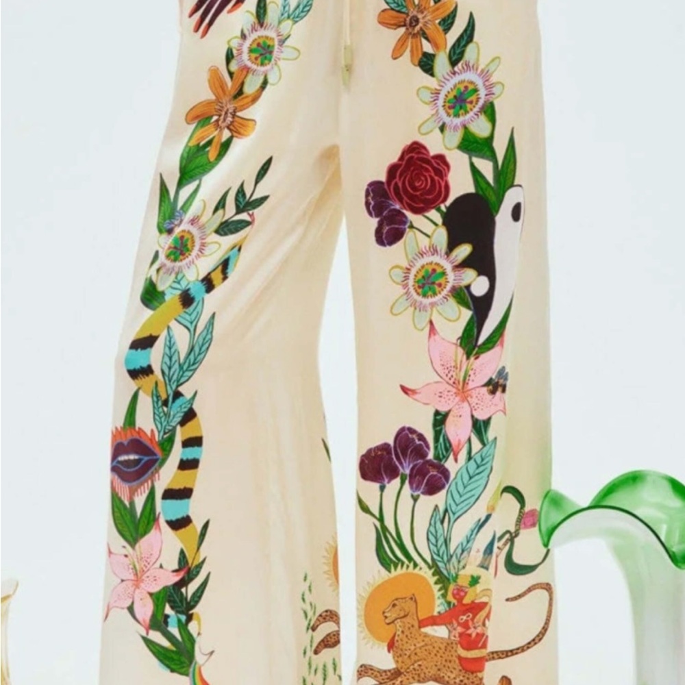 Alemais Meagan Floral Print Wide-Leg silk Pants - Picture 4 of 7